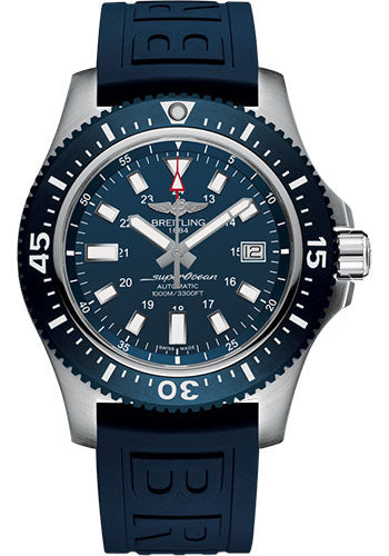Breitling Superocean II 44 Watch - Steel - Mariner Blue Dial - Blue Ocean Racer II Strap - Tang Buckle - Y1739316/C959/158S/A20SS.1