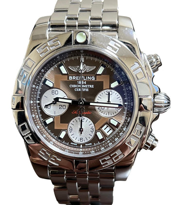 Breitling Chronomat 41 Chronograph Chocolate Dial AB0140 Steel B&P Watch