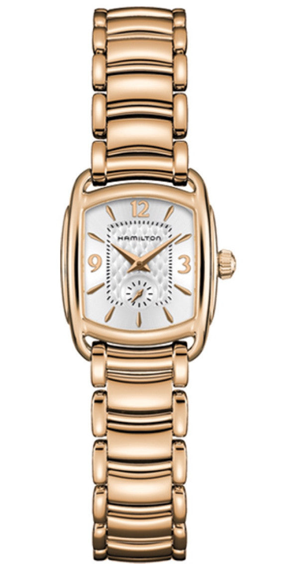 Hamilton Bagley Gold Rose Tone Quartz Silver Dial H12341155 Watch
