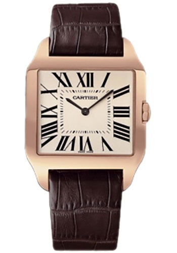 Cartier Santos-Dumont Watch - Large Pink Gold Case - Rhodium Plated Dial - Alligator Strap - W2006951
