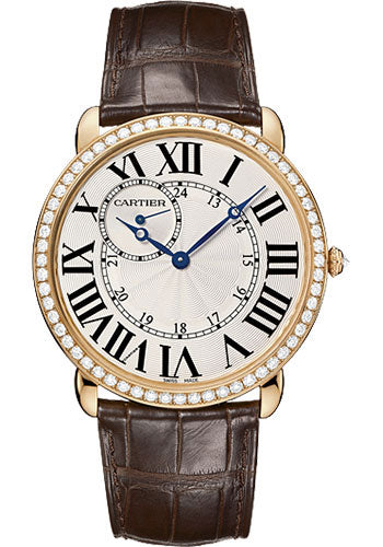 Cartier Ronde Louis Cartier Watch - Extra large Pink Gold Diamond Case - Alligator Strap - WR007001