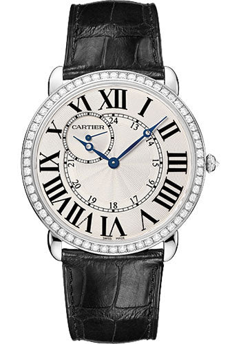 Cartier Ronde Louis Cartier Watch - Extra large White Gold Diamond Case - Alligator Strap - WR007002